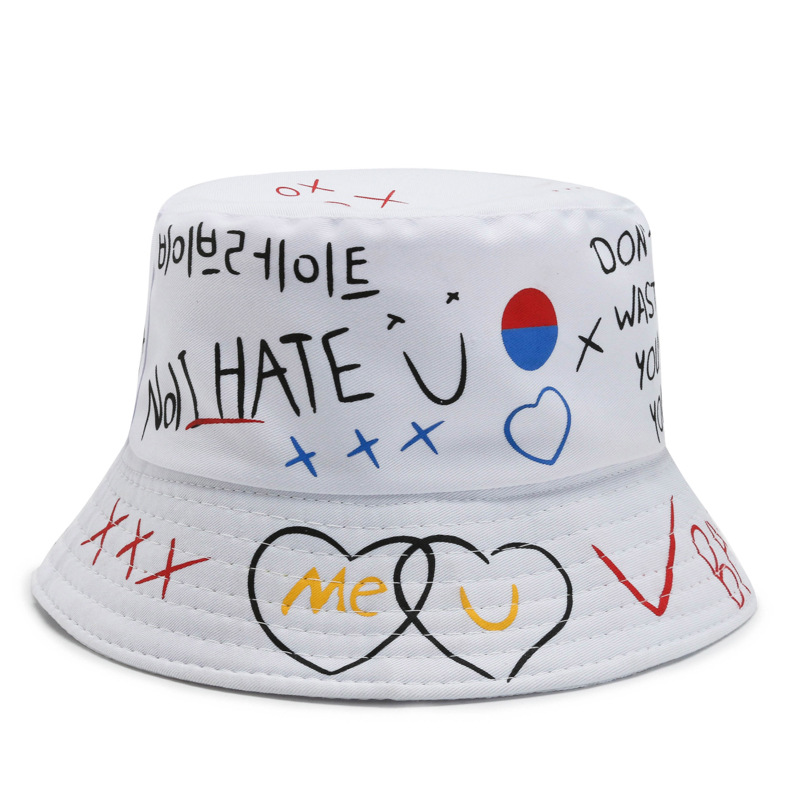 New hat, personalized and creative, colorful graffiti fisherman hat, men's and women's outdoor sun hat