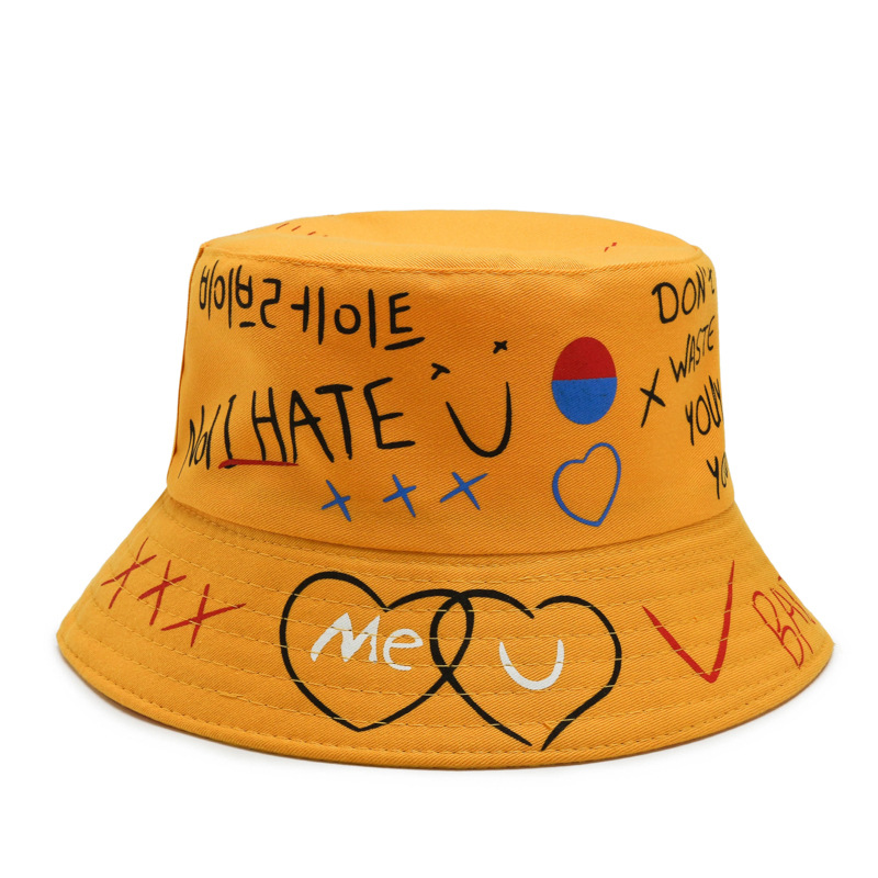 New hat, personalized and creative, colorful graffiti fisherman hat, men's and women's outdoor sun hat