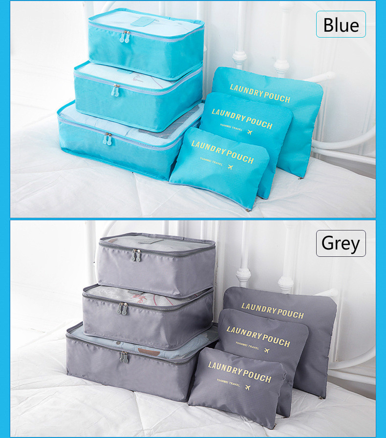 Korean version of travel package, six sets of travel bags, luggage, clothes, underwear, finishing bags, 6 sets.
