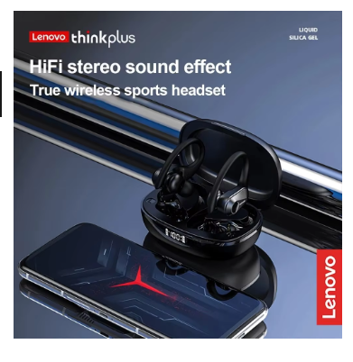 Lenovo LP75 Sports Wireless Earphones with Mics,Button Control, LED Power Display,Hifi Stereo Sound Bluetooth 5.3 TWS Headphones