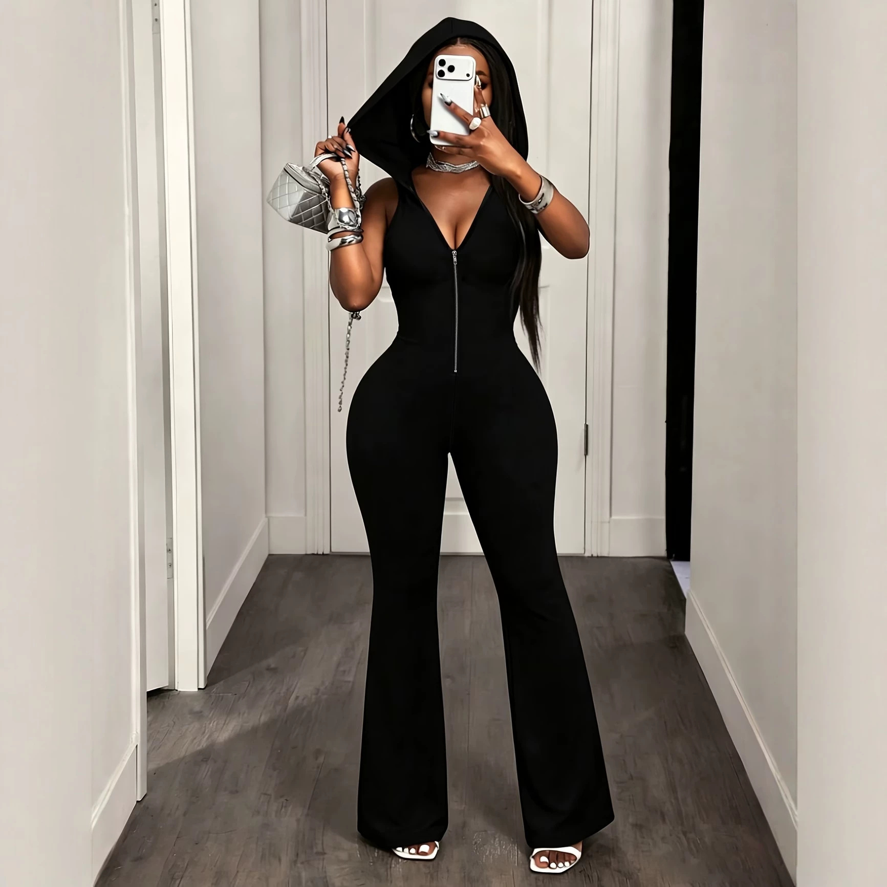 Free delivery of high-quality 2026 new summer women's clothing hot selling hooded sleeveless jumpsuit backless slim fit pants