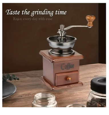 1PCS Vintage Manual Coffee Grinder Burr Hand Crank Coffee Grinders Wooden Vintage Style Hand Coffee Grinder Classic Coffee