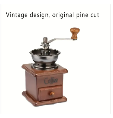 1PCS Vintage Manual Coffee Grinder Burr Hand Crank Coffee Grinders Wooden Vintage Style Hand Coffee Grinder Classic Coffee