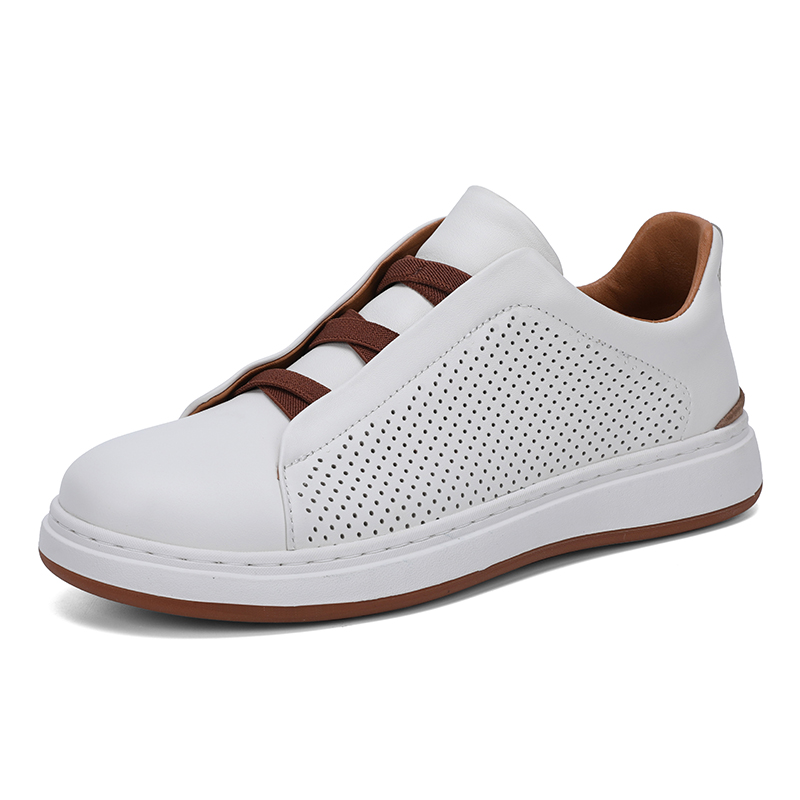 SocNoDn Men's Leather Sneakers 2026 Spring Autumn Casual Shoes Low Top Fashion Board Shoes Walking Footwear Breathable