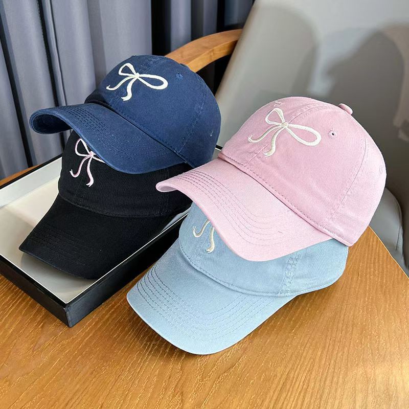 Pink bow baseball cap with adjustable wide brim sunshade baseball cap and sun hat