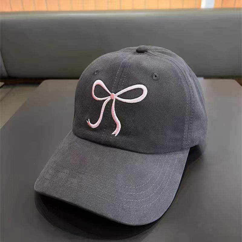 Pink bow baseball cap with adjustable wide brim sunshade baseball cap and sun hat