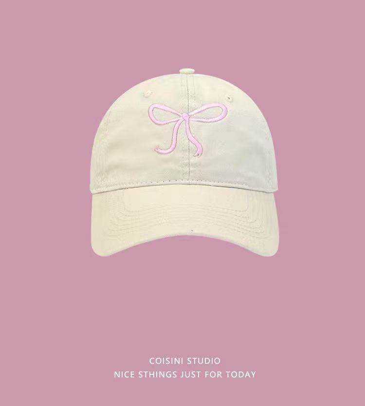 Pink bow baseball cap with adjustable wide brim sunshade baseball cap and sun hat