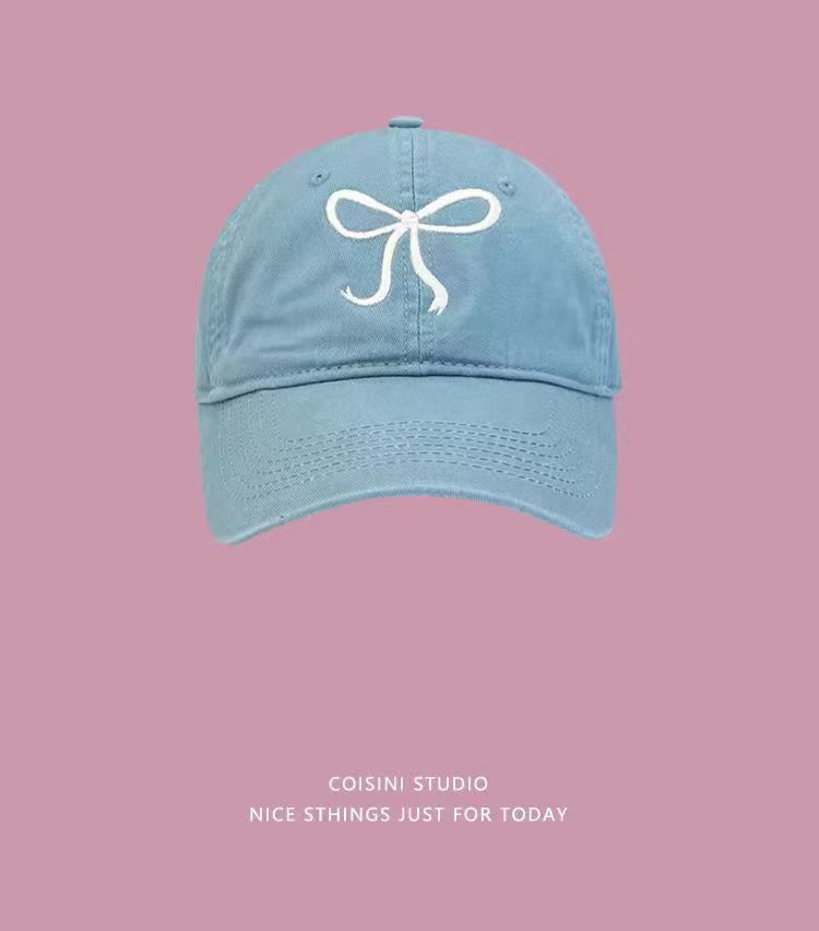 Pink bow baseball cap with adjustable wide brim sunshade baseball cap and sun hat