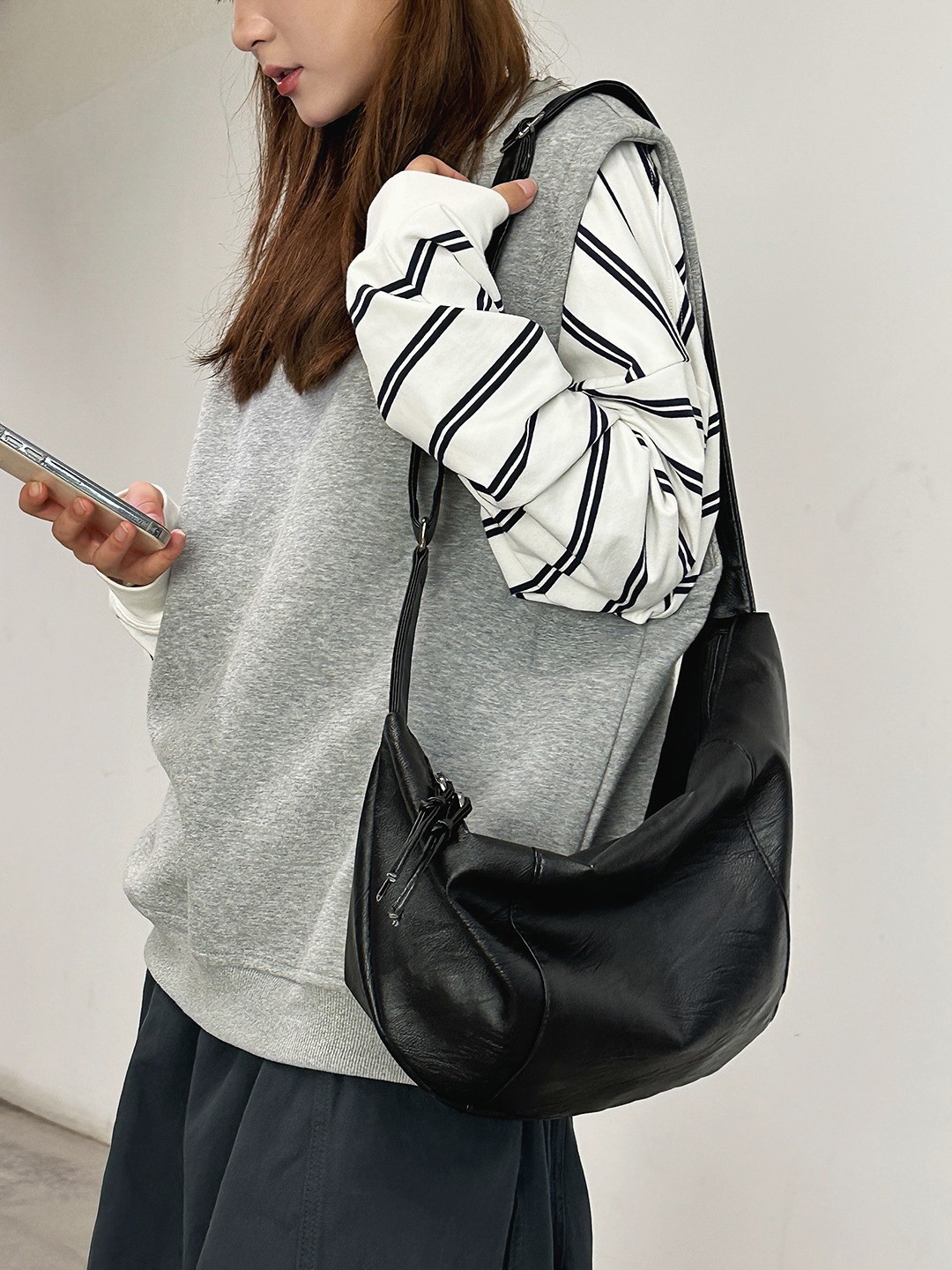 Men's crossbody bag street versatile large capacity dumpling bag INS style couple casual shoulder bag college student bag