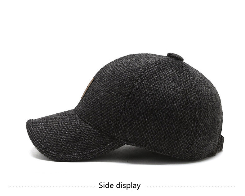 Men's hat spring and autumn men's middle-aged and elderly woolen hat outdoor ear protection baseball cap peaked cap warm cap