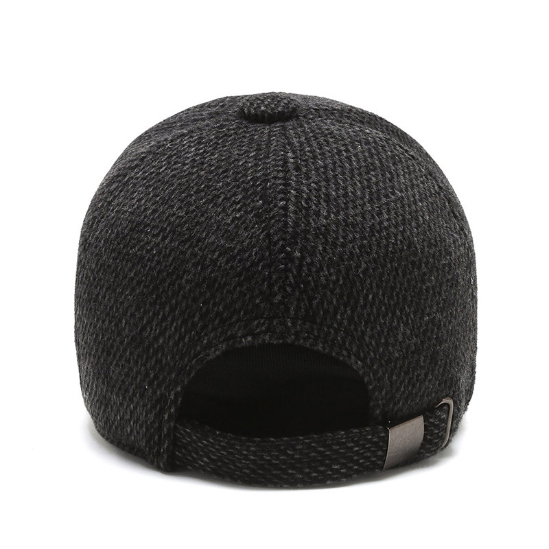 Men's hat spring and autumn men's middle-aged and elderly woolen hat outdoor ear protection baseball cap peaked cap warm cap