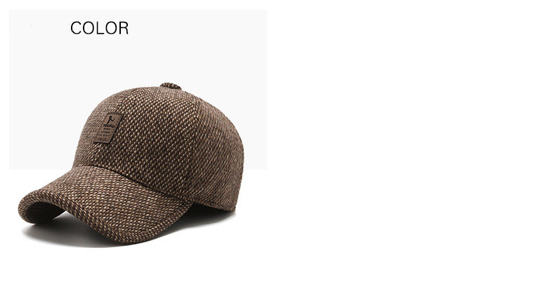 Men's hat spring and autumn men's middle-aged and elderly woolen hat outdoor ear protection baseball cap peaked cap warm cap