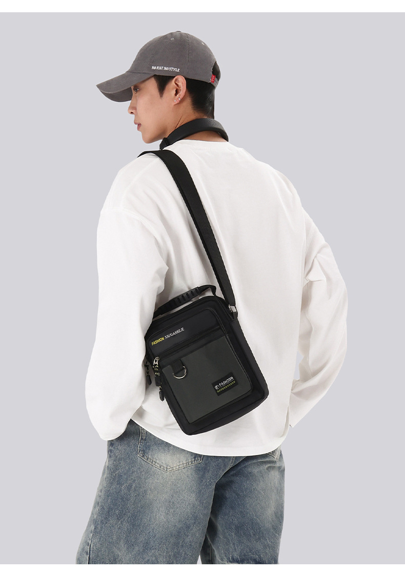 Anti splash nylon simple shoulder bag for men  vertical casual versatile handbag  fashionable outdoor commuting crossbody bag