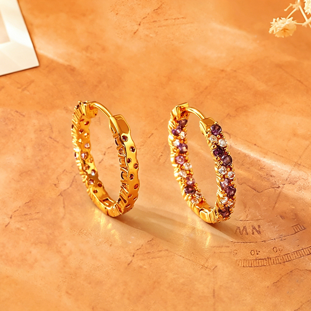 Colored Zircon Earrings Fashion Temperament Dopamine Earrings Elegant Temperament Earrings