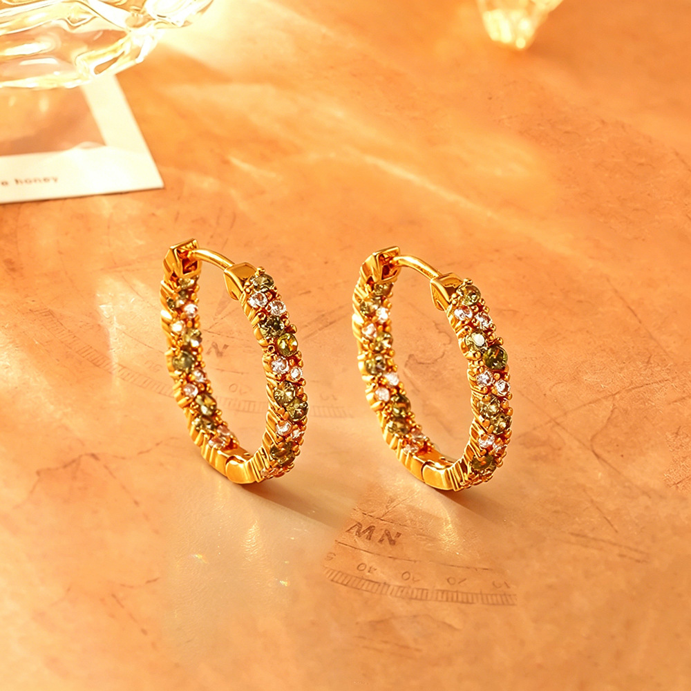 Colored Zircon Earrings Fashion Temperament Dopamine Earrings Elegant Temperament Earrings