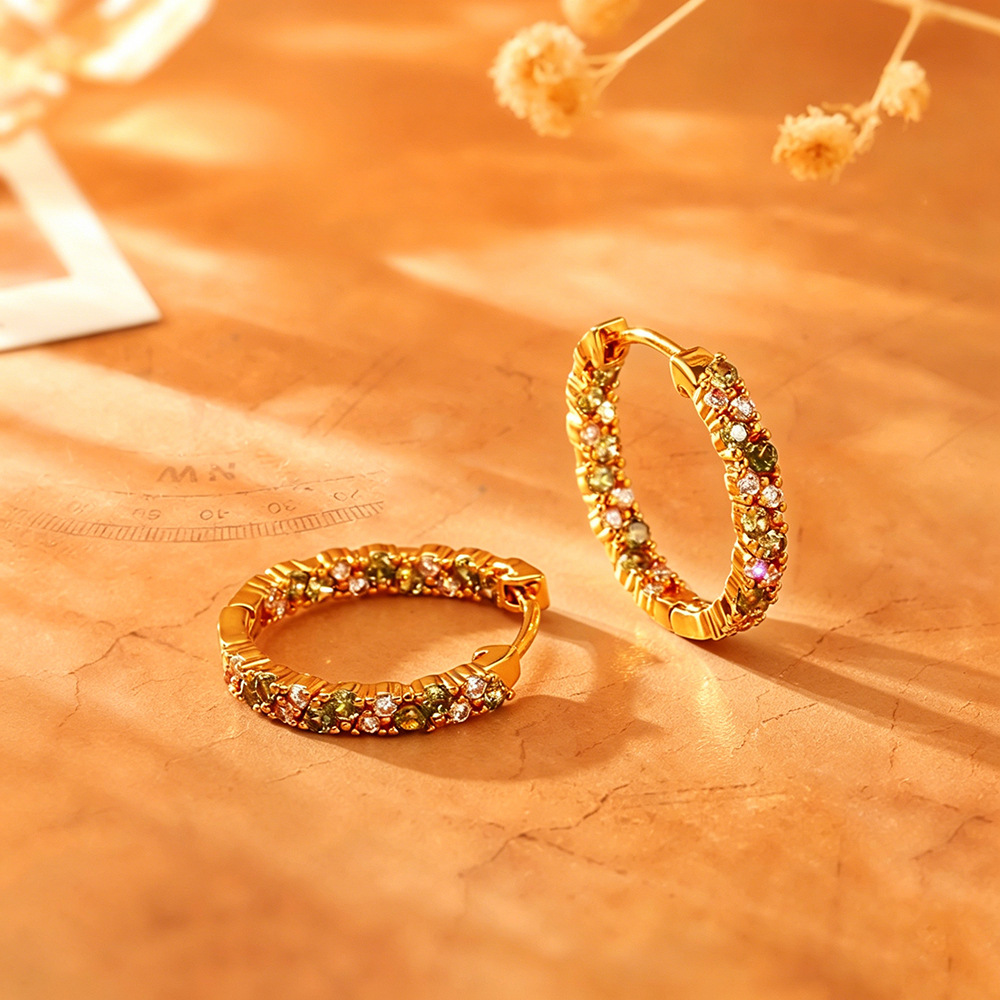 Colored Zircon Earrings Fashion Temperament Dopamine Earrings Elegant Temperament Earrings