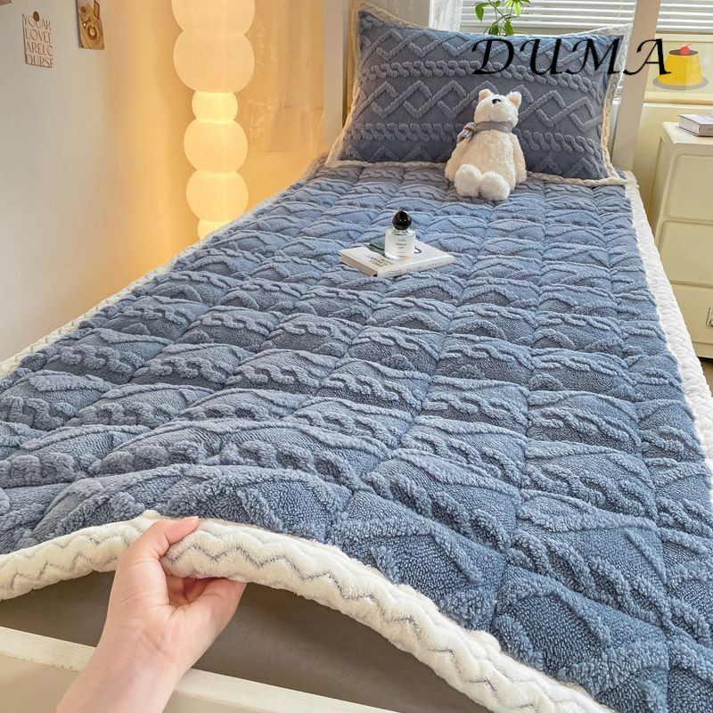 "DUMA"Winter Thick Taff Velvet Mattress Topper Single Size Soft Bed Cushion Pad for Dorm Home Bedroom