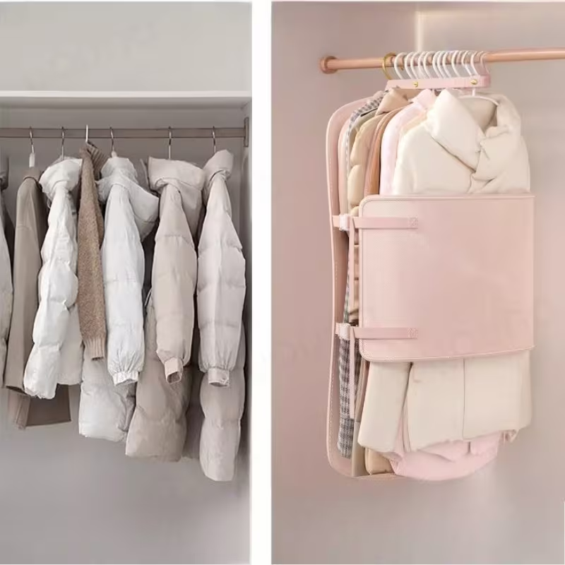 Clothes Compression Storage Board - Foldable Garment Protector with Compartment Covers, Wardrobe Hanging Storage Bag