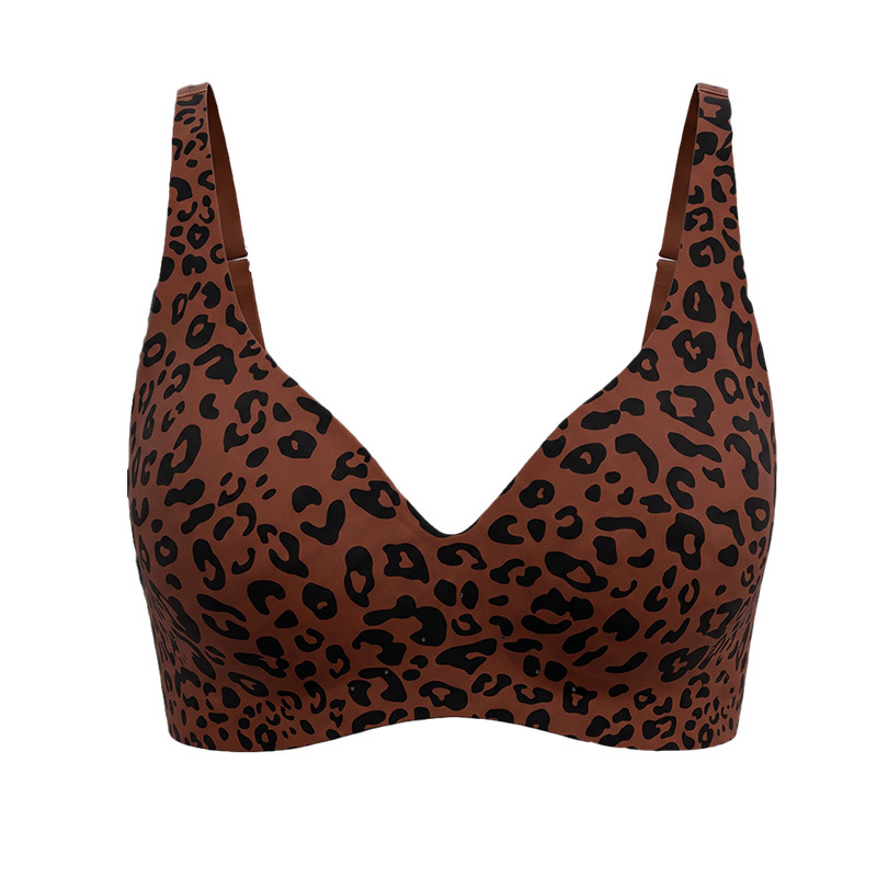 Women's Seamless Leopard Prints VNeck Bra Wireless Comfortable Breathable Support Padded PlusSize Sport GymYoga Loungewear Daily
