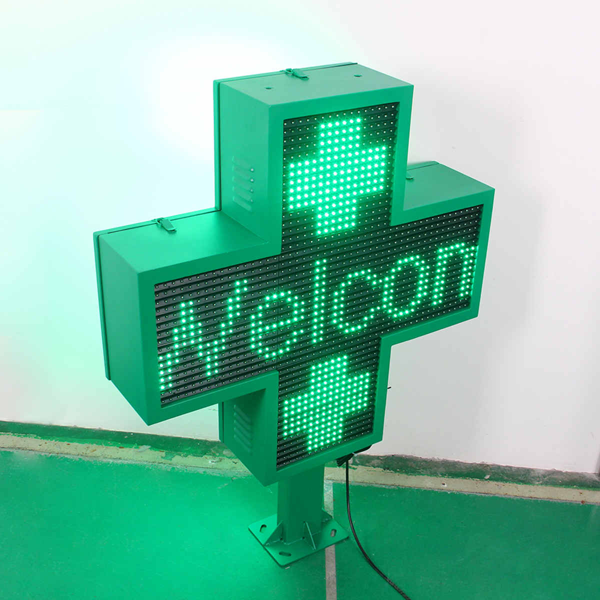 Time Temperature Outdoor LED Pharmacy Cross Signs Multi-Languages LED Display Screen Six Video PHARMACY Custom LED Signs