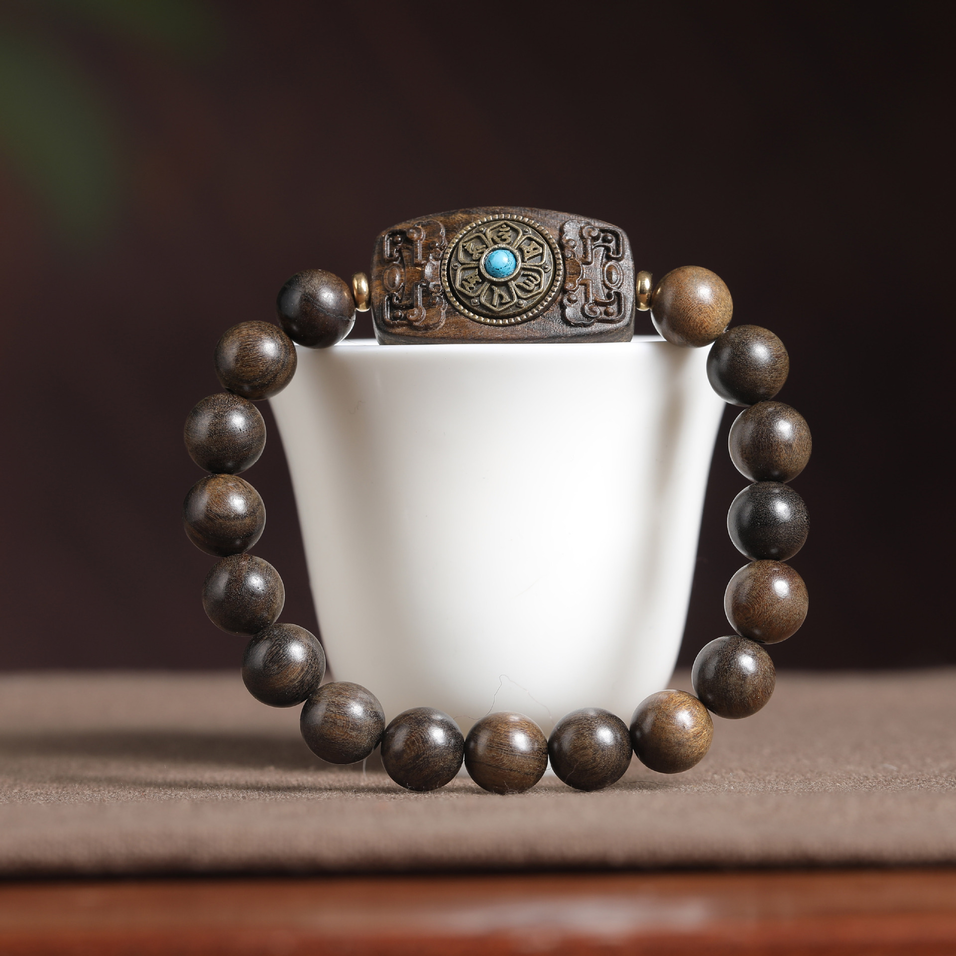 Premium Agarwood Running Time Bracelet – Spiritual Six-Character Mantra Beads, Lightweight & Hypoallergenic for Daily Wear