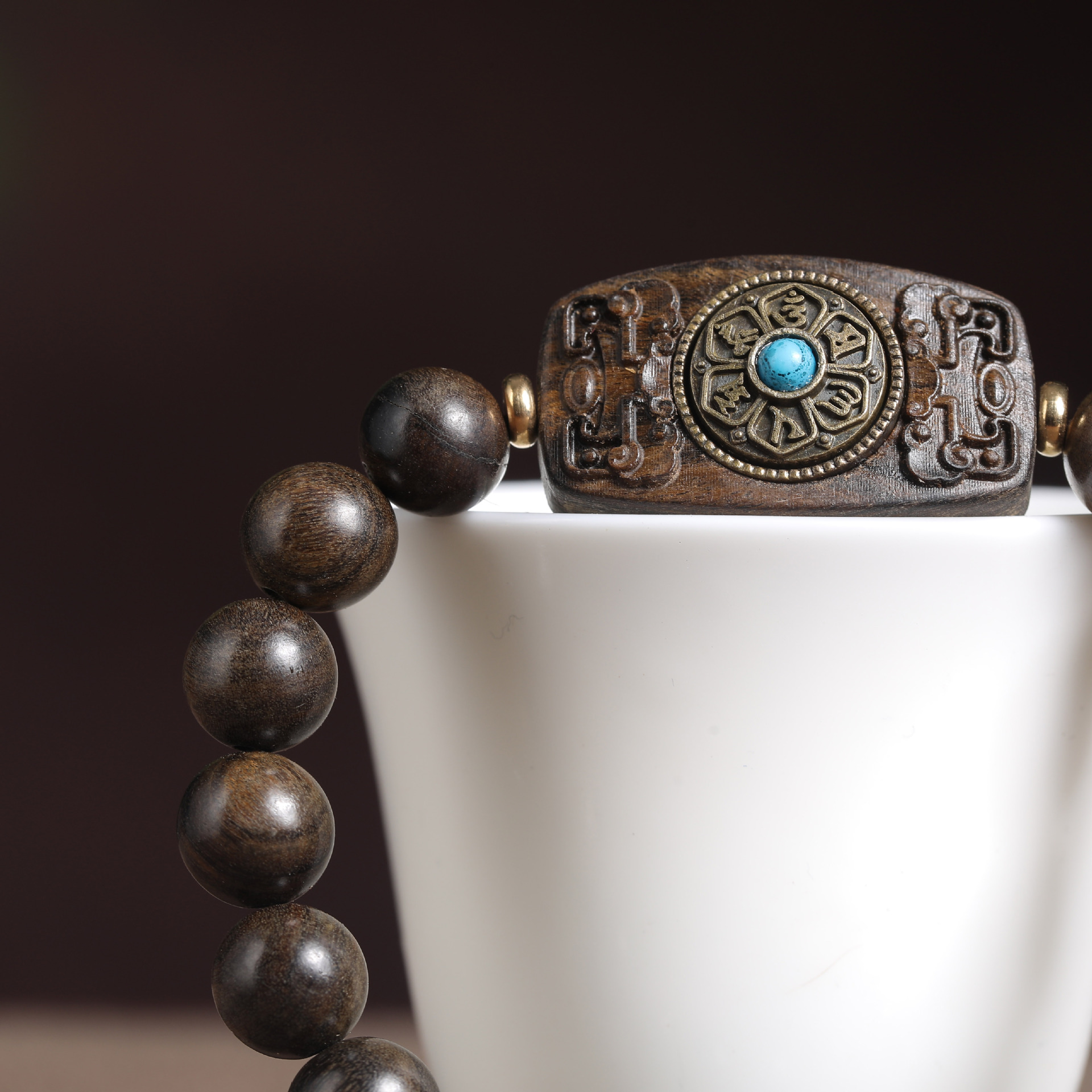 Premium Agarwood Running Time Bracelet – Spiritual Six-Character Mantra Beads, Lightweight & Hypoallergenic for Daily Wear