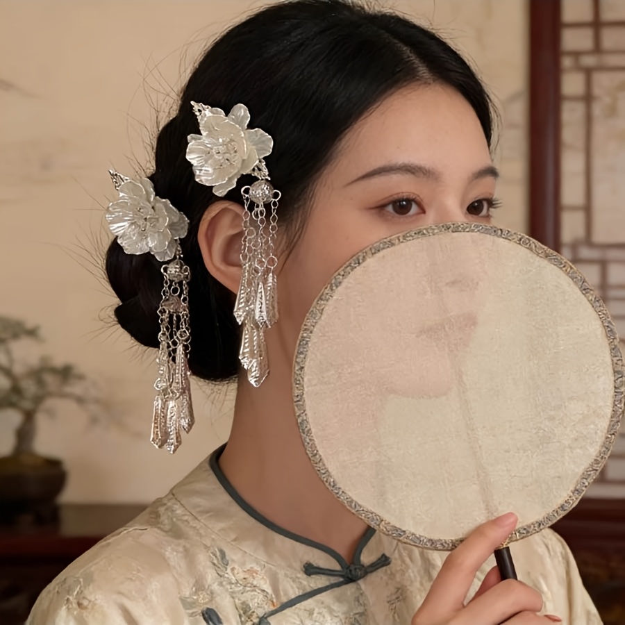New antique style camellia flower hair clip, exquisite Chinese style headwear, high-end tassel hair accessory