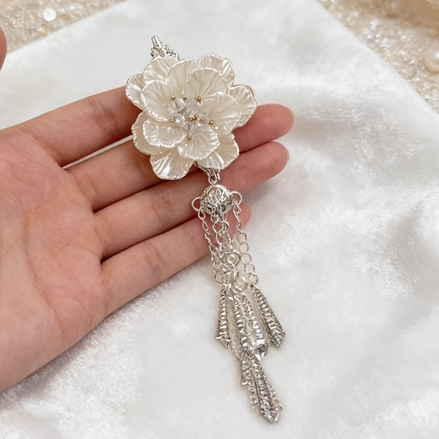 New antique style camellia flower hair clip, exquisite Chinese style headwear, high-end tassel hair accessory