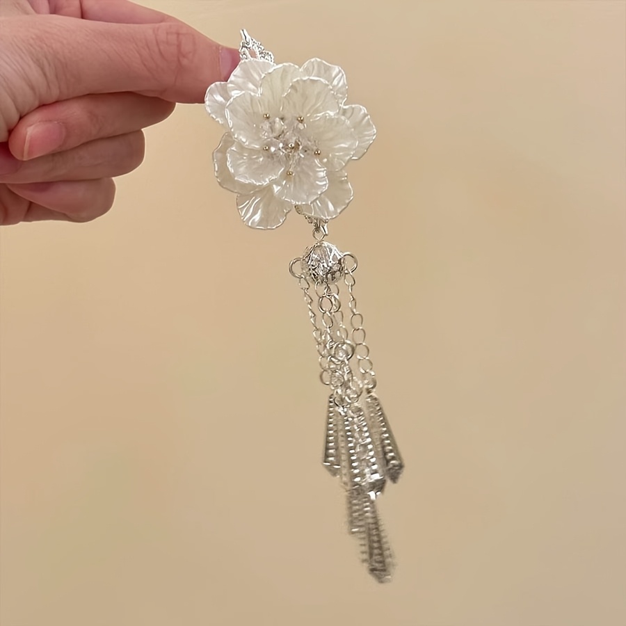 New antique style camellia flower hair clip, exquisite Chinese style headwear, high-end tassel hair accessory