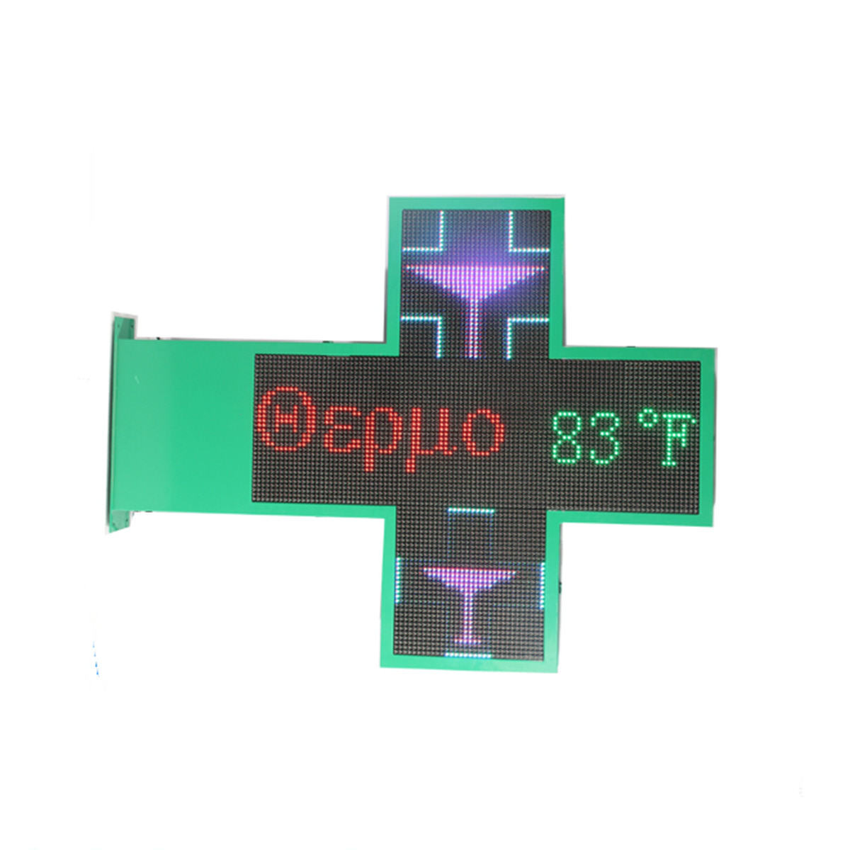 Outdoor Double Sided RGB Waterproof LED Cross Light Program Time Temperature Counter LED Pharmacy Cross Sign Board for Church
