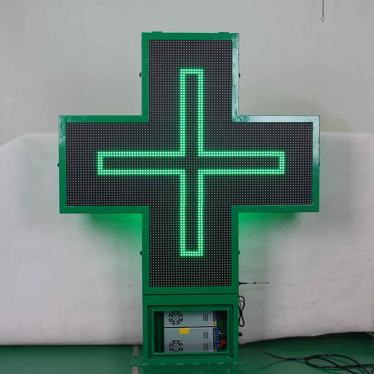 Outdoor Double Sided RGB Waterproof LED Cross Light Program Time Temperature Counter LED Pharmacy Cross Sign Board for Church