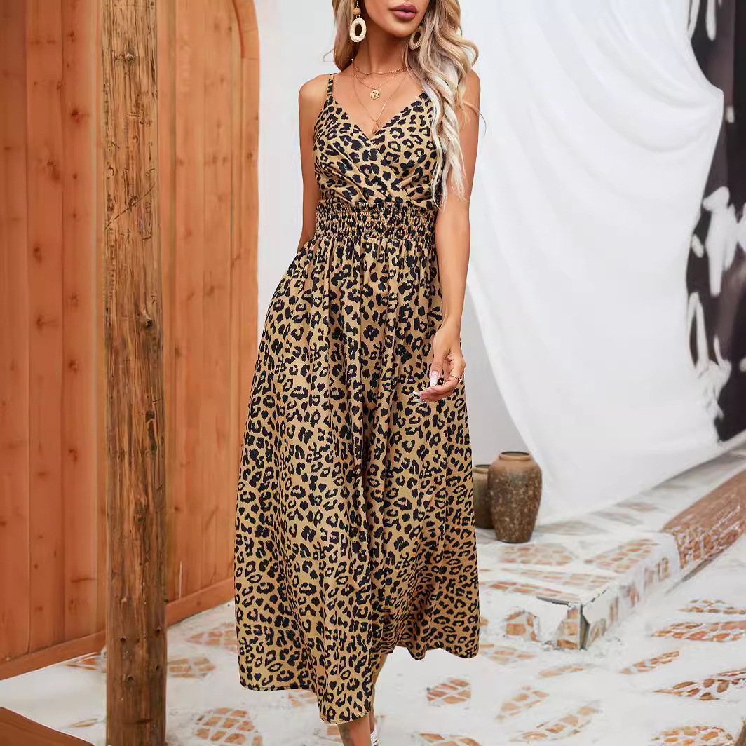 Leopard print spaghetti strap dress for dresses