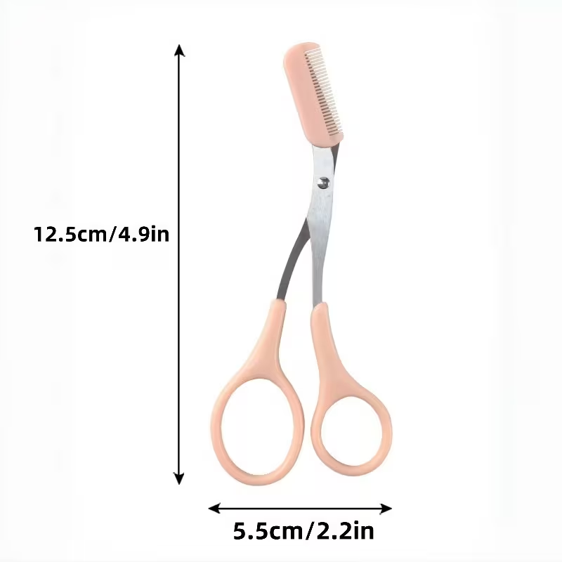 1pc Stainless Steel Built-in Eyebrow Comb Scissors, Precision Ladies Beauty Tool, Durable Material, Ideal Makeup Gift