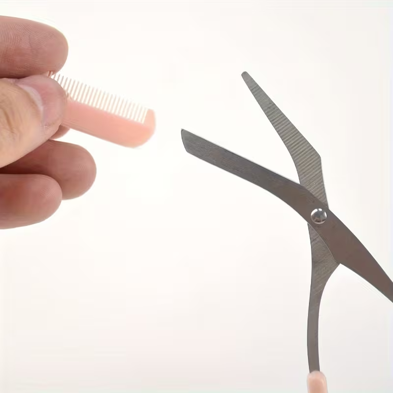 1pc Stainless Steel Built-in Eyebrow Comb Scissors, Precision Ladies Beauty Tool, Durable Material, Ideal Makeup Gift