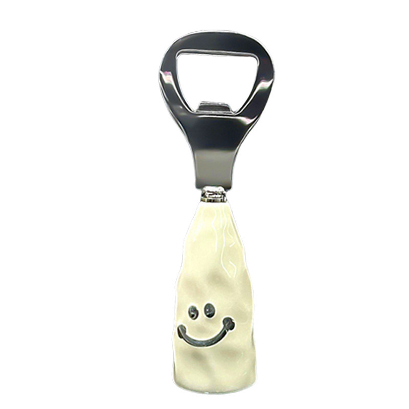 2pcs Stand-Up Smiley Face Beer Opener – Ceramic-Look Plastic Handle + Stainless Steel Blade