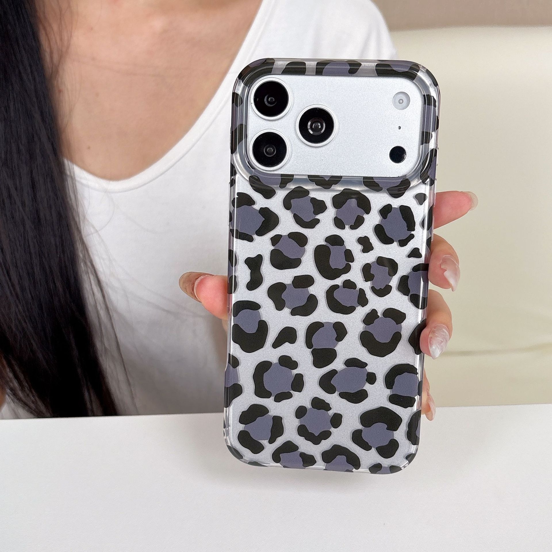 IMD Electroplated Leopard iPhone 17 16 15 14 Pro Max Phone Case, Korean Style Double Layer Glossy Hard Back Shockproof Bumper