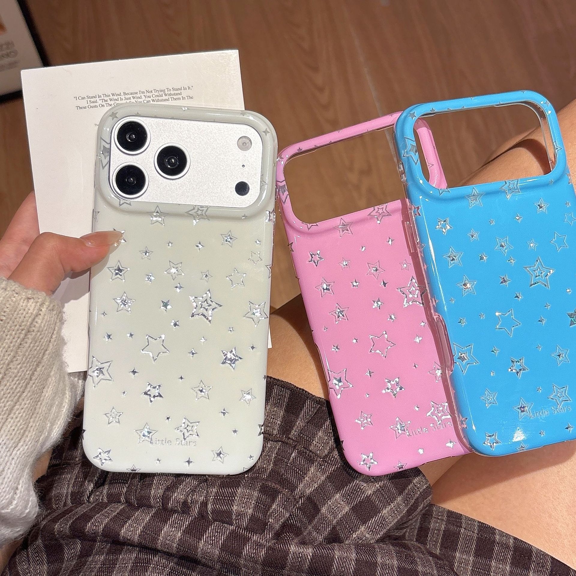 IMD Starry Sky iPhone 17 16 15 Pro Max Phone Case, Double Layer Shockproof Cover with Glitter Sparkle Design Matte Finish