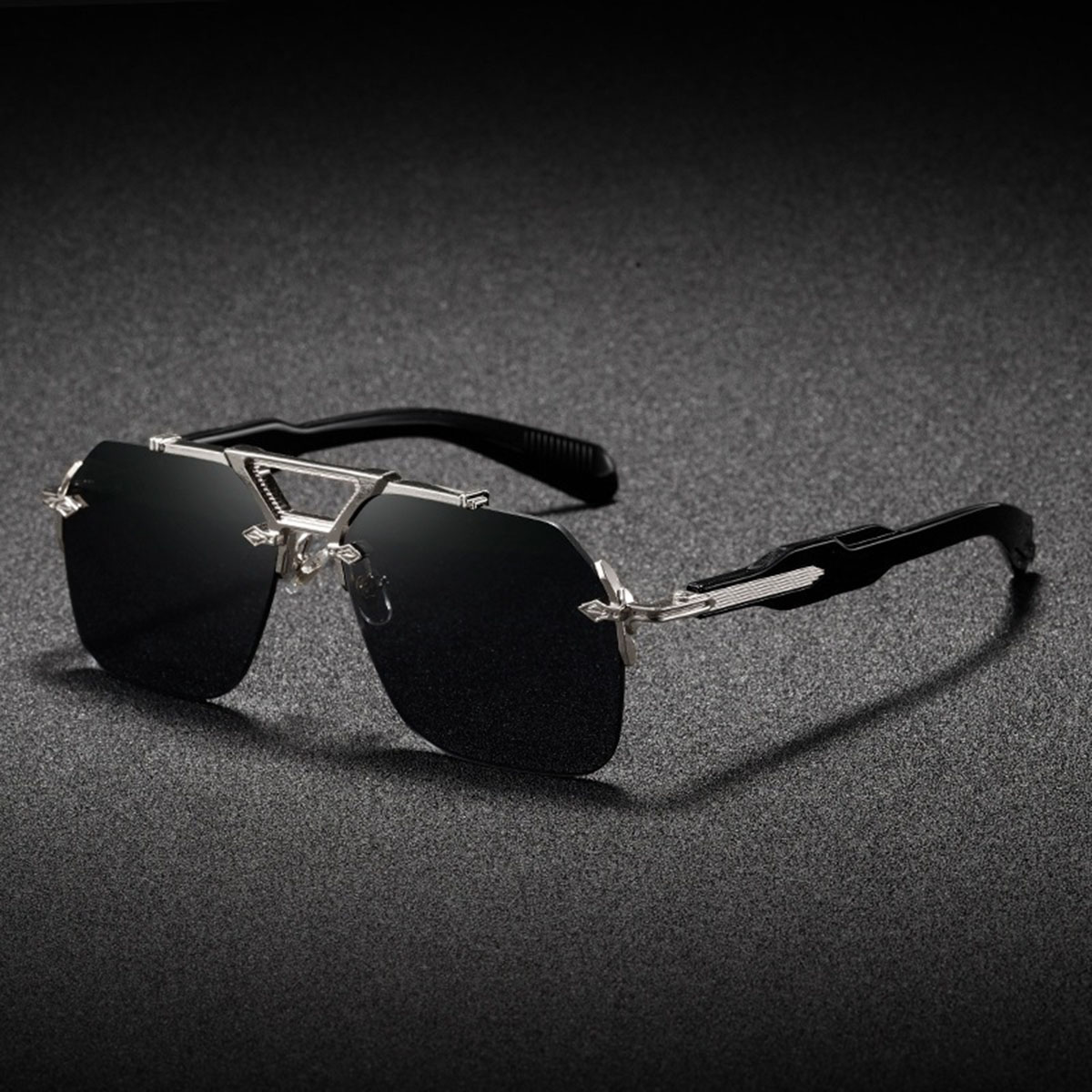 New Metal Double Beam Large Frame Sunglasses with Stylish Driving Style, Street Photography Trendy Men's Style Sunglasses