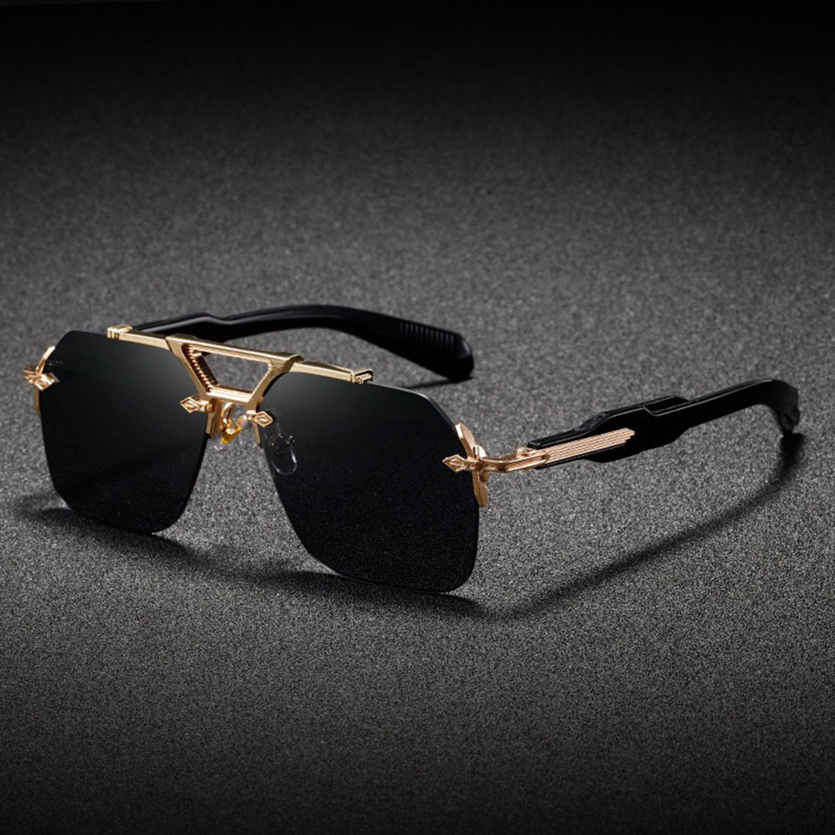 New Metal Double Beam Large Frame Sunglasses with Stylish Driving Style, Street Photography Trendy Men's Style Sunglasses