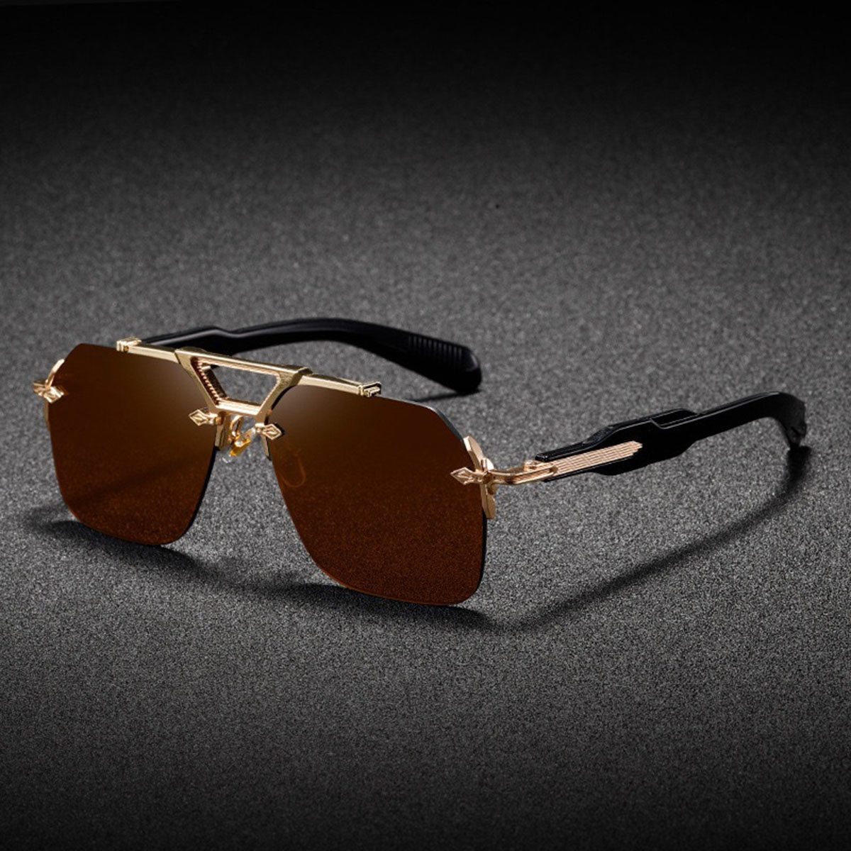 New Metal Double Beam Large Frame Sunglasses with Stylish Driving Style, Street Photography Trendy Men's Style Sunglasses