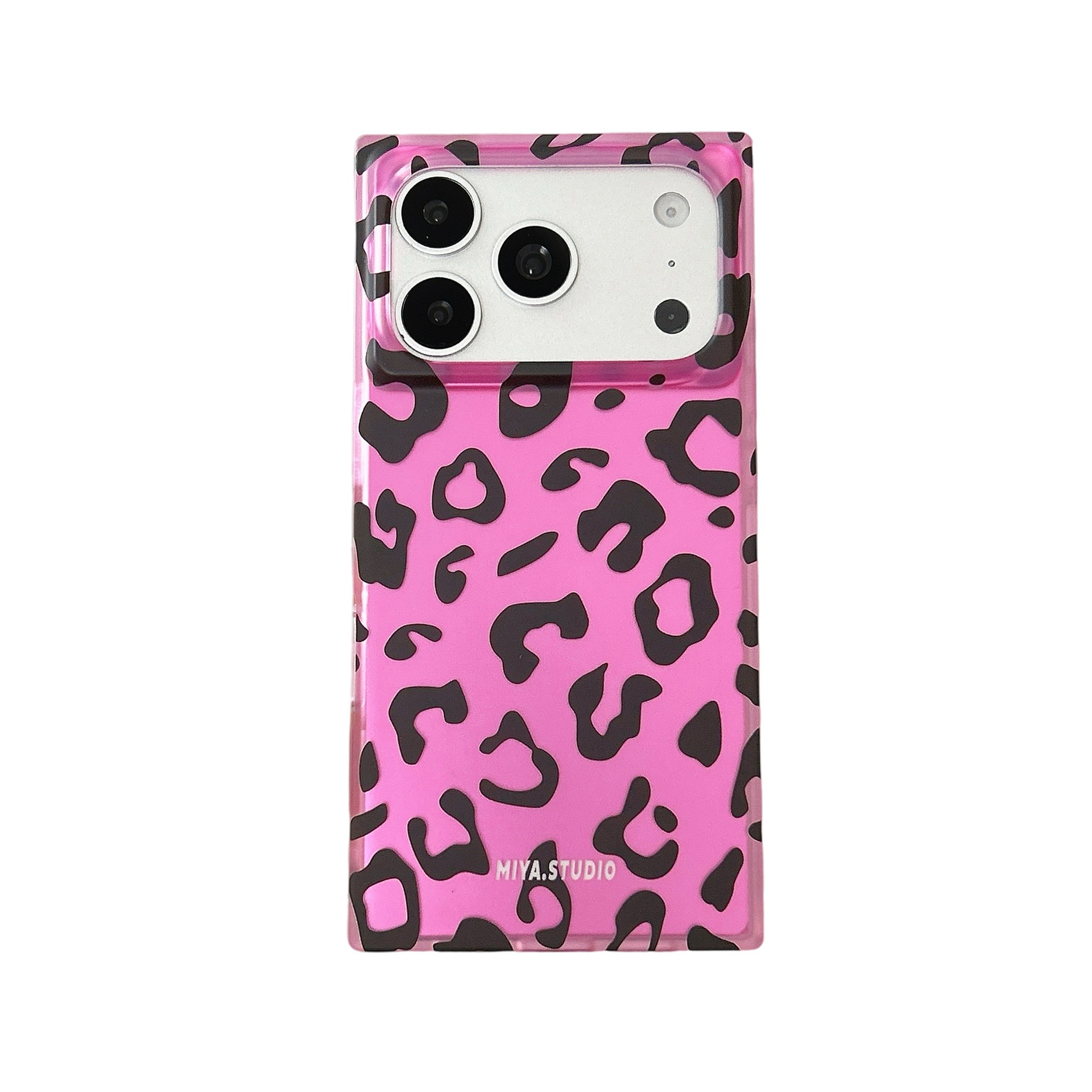 IMD Leopard Print iPhone 17 16 15 14 Pro Max Phone Case, Matte Finish Square Design Anti-Scratch Slim Fit Shockproof Cover