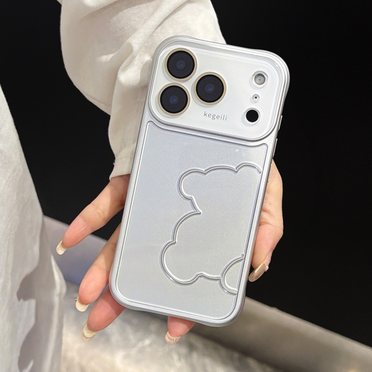 3D Crystal Bear iPhone 16 15 14 13 Pro Max Phone Case, Cute Cartoon Animal Cushion Cover with Shockproof Bumper for Apple