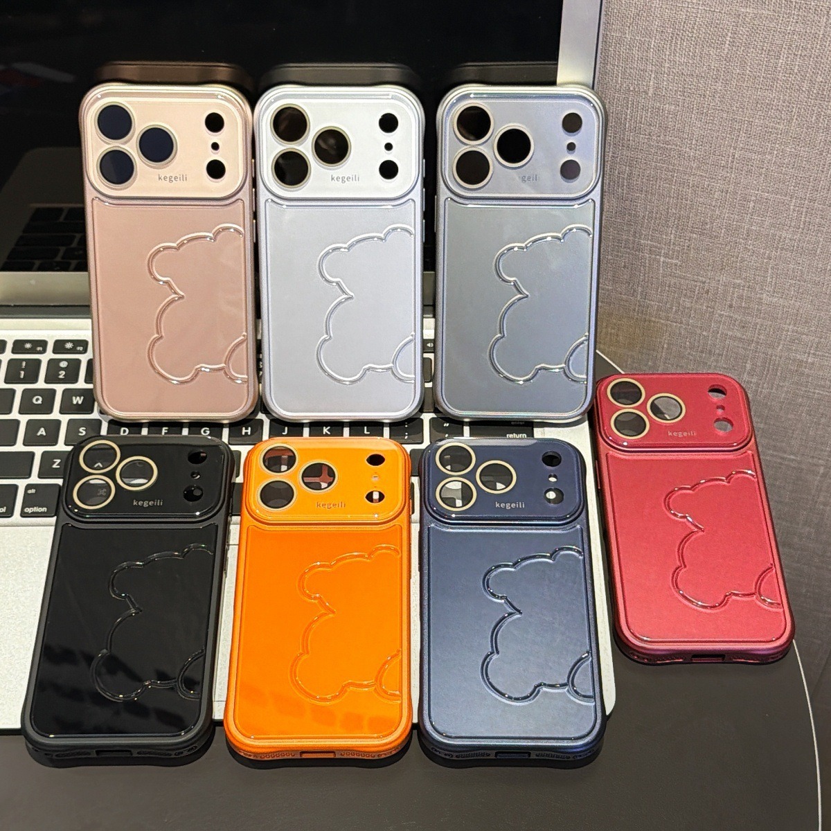 3D Crystal Bear iPhone 16 15 14 13 Pro Max Phone Case, Cute Cartoon Animal Cushion Cover with Shockproof Bumper for Apple