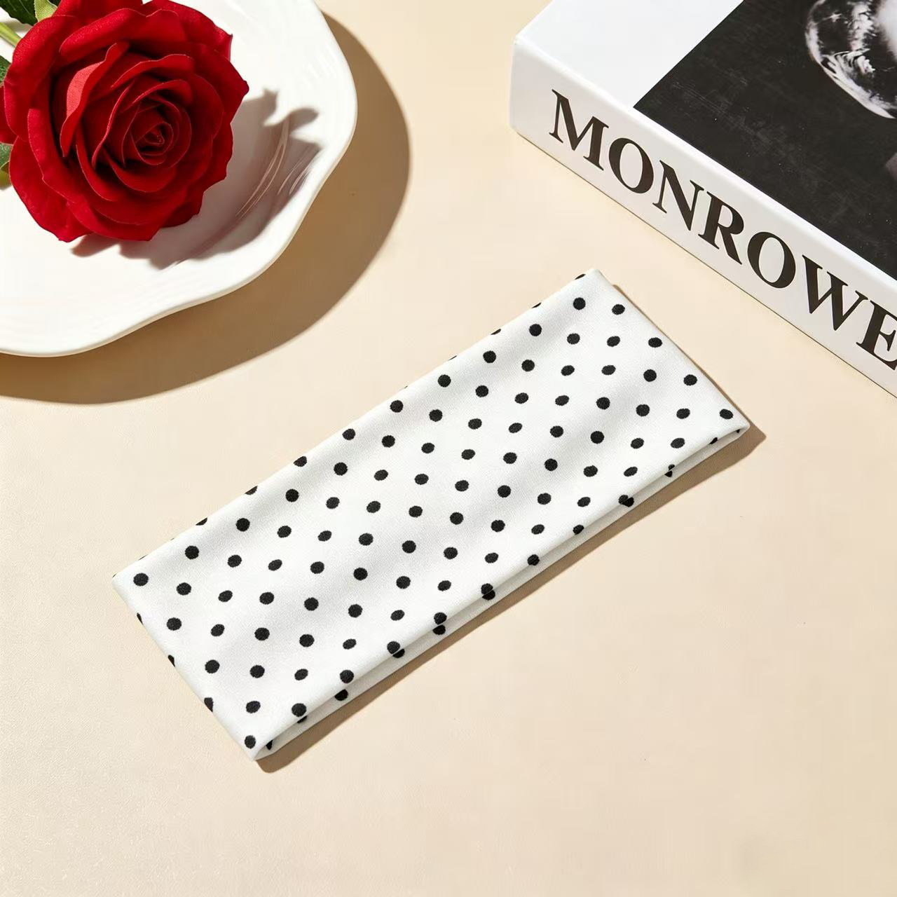 Elegant Polka Dot Korean Headbands – Lightweight, Non-Slip Sports + Lifestyle Design Featuring Dual-Function Hair Ti & Soft Micr