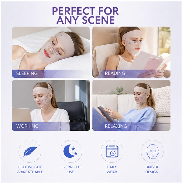 Double chin sleep mask breathable bandage improves facial forehead wrinkles, nasolabial folds, and facial sculpting artifact