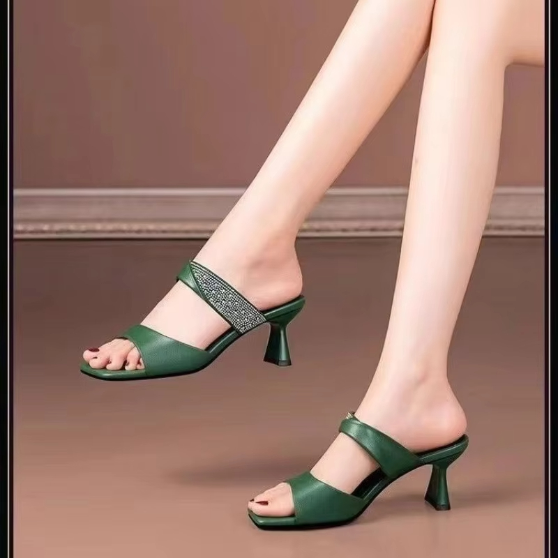 New fashionable square toe women's sandals with exposed toes, casual and comfortable party dresses, women's high heels