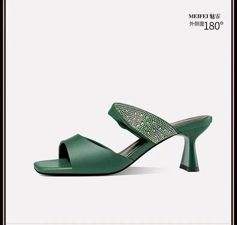 New fashionable square toe women's sandals with exposed toes, casual and comfortable party dresses, women's high heels