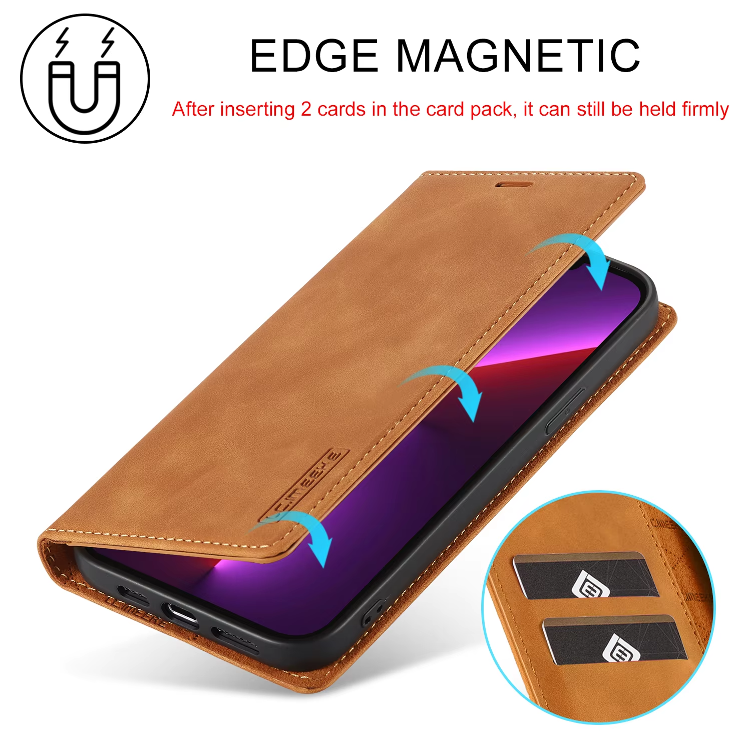 Leather Case For iPhone 12 13 14 15 16 17 Pro Max 14 15 16 Plus 17Air Magnetic Flip Wallet Card Solt Holder Phone Cover