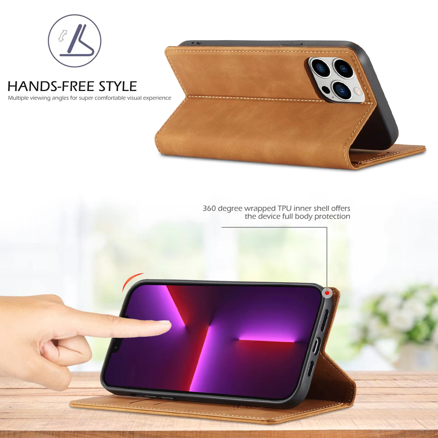 Leather Case For iPhone 12 13 14 15 16 17 Pro Max 14 15 16 Plus 17Air Magnetic Flip Wallet Card Solt Holder Phone Cover
