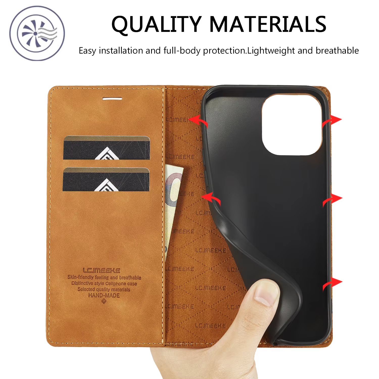Leather Case For iPhone 12 13 14 15 16 17 Pro Max 14 15 16 Plus 17Air Magnetic Flip Wallet Card Solt Holder Phone Cover